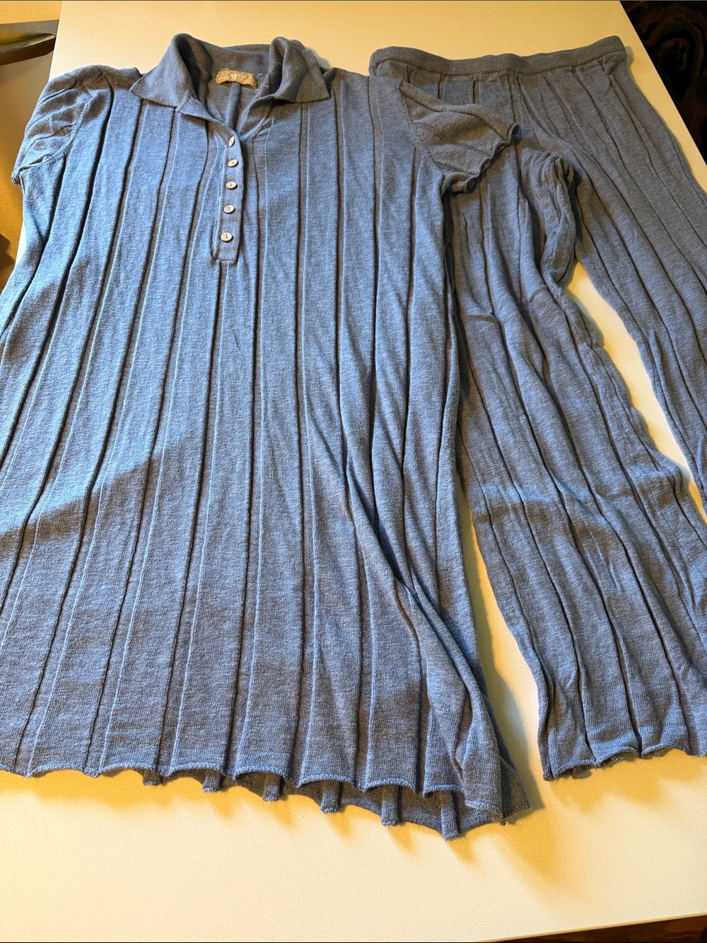 Free People Blue Ribbed Two-Piece Set